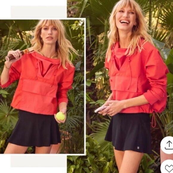 Sweaty Betty Nomad pullover jacket Red Pullover Jacket with Black Skirt NWT Size - Picture 1 of 9